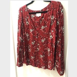 Sezane Patterned Burnt Red Blouse